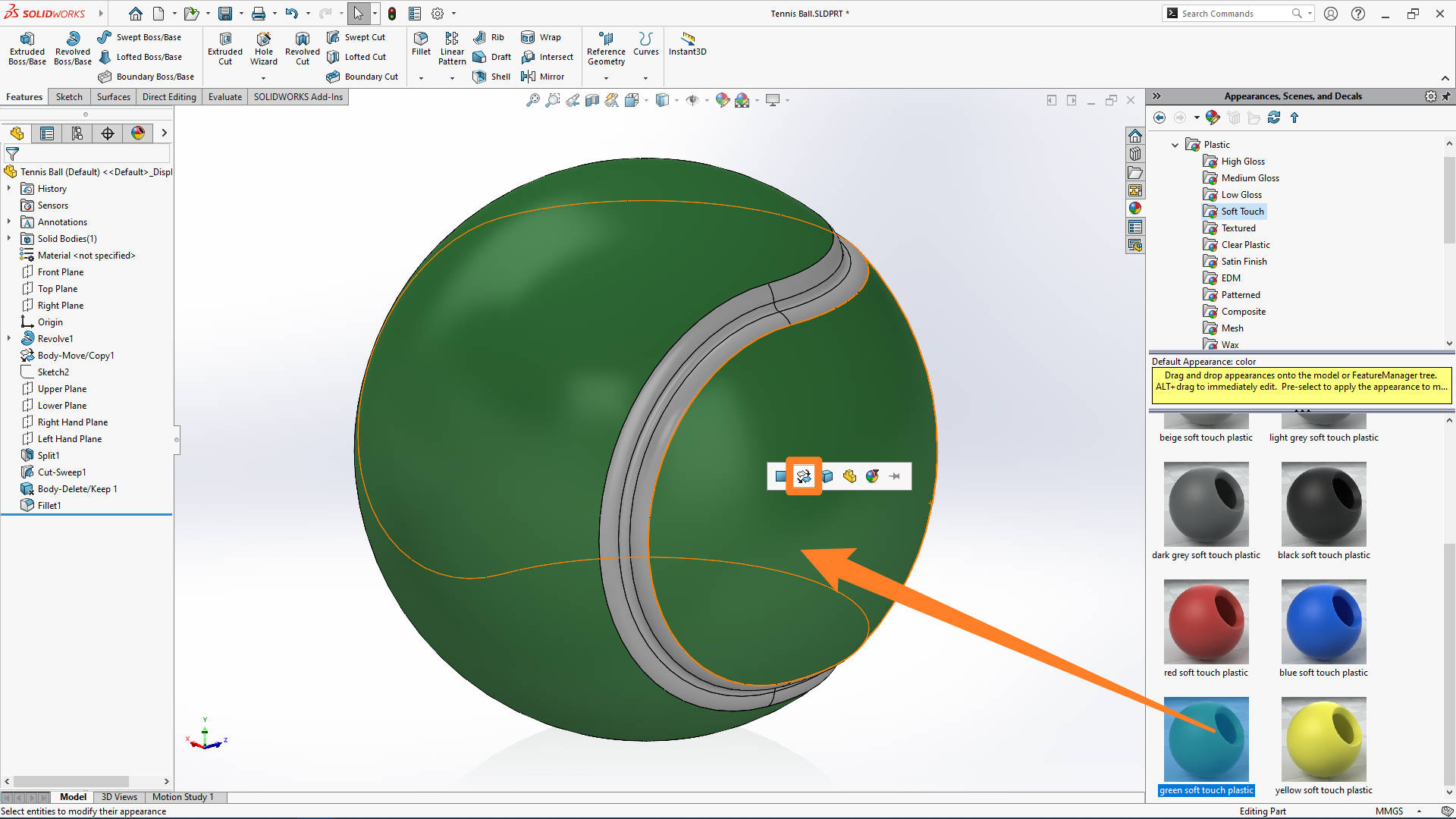 Advanced SOLIDWORKS Tutorial How to Make a Tennis Ball in SOLIDWORKS